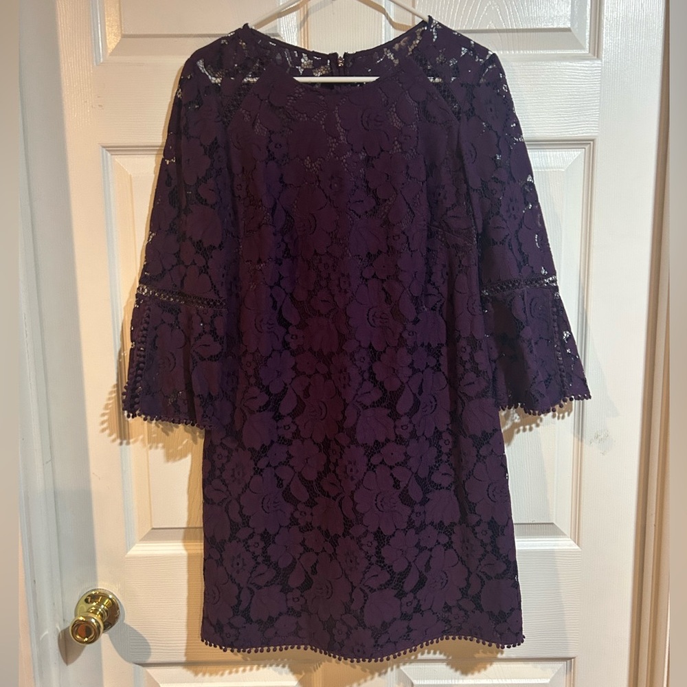 Vince Camuto Purple Lace 3/4 Sleeve Dress